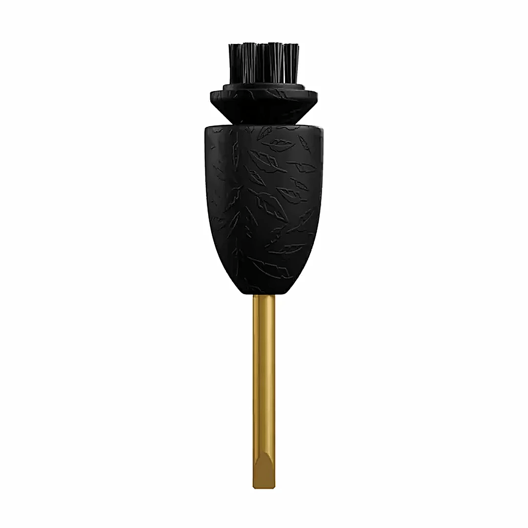 Pocket Caddie golf tool rotating 360 degrees to show the brush, rubber grip and beveled brass chisel post