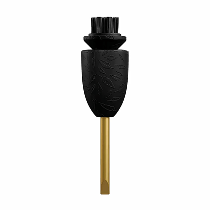 Pocket Caddie golf tool rotating 360 degrees to show the brush, rubber grip and beveled brass chisel post